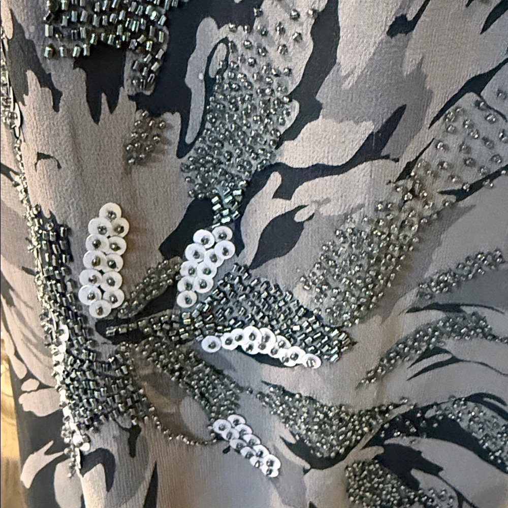 Ted Baker 100% Silk Ruffled Hem Sequined Beaded Tank Mini Dress size 4 US Medium - Picture 3 of 12